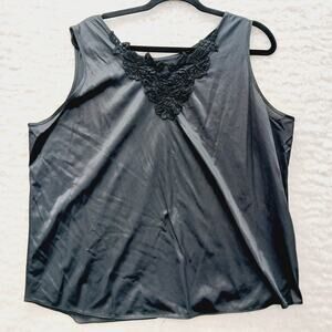 Tank Top Size 1X VTG Black Lace Fairy Goth Edgy Y2K Whimsycore Alt Girl Mob Wife